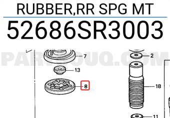 Honda 52686SR3003 RUBBER,RR SPG MT