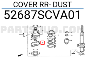 Honda 52687SCVA01 COVER RR- DUST