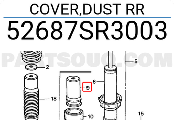 Honda 52687SR3003 COVER,DUST RR