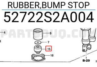 Honda 52722S2A004 RUBBER,BUMP STOP