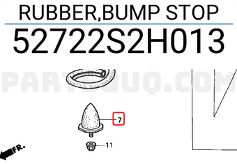 Honda 52722S2H013 RUBBER,BUMP STOP
