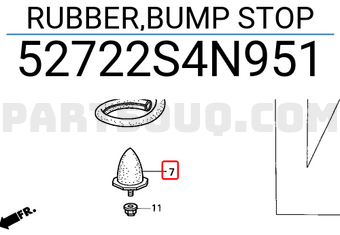 Honda 52722S4N951 RUBBER,BUMP STOP