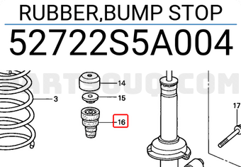 Honda 52722S5A004 RUBBER,BUMP STOP