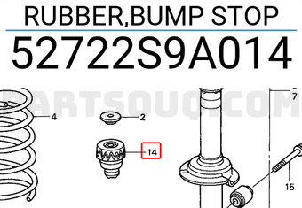 Honda 52722S9A014 RUBBER,BUMP STOP
