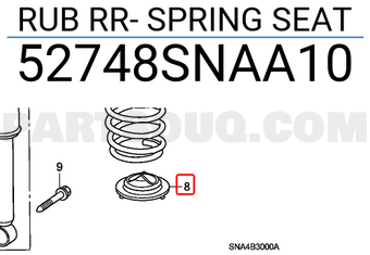 Honda 52748SNAA10 RUB RR- SPRING SEAT