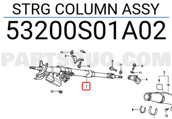 Honda 53200S01A02 STRG COLUMN ASSY