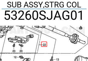Honda 53260SJAG01 SUB ASSY,STRG COL