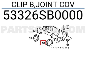 Honda 53326SB0000 CLIP B,JOINT COV