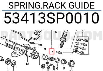 Honda 53413SP0010 SPRING,RACK GUIDE