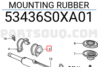 Honda 53436S0XA01 MOUNTING RUBBER