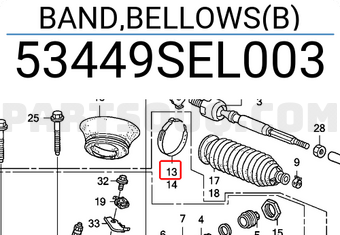 Honda 53449SEL003 BAND,BELLOWS(B)