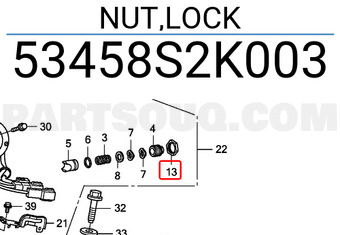 Honda 53458S2K003 NUT,LOCK