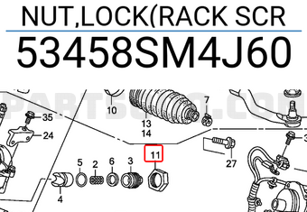 Honda 53458SM4J60 NUT,LOCK(RACK SCR