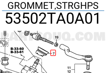 Honda 53502TA0A01 GROMMET,STRGHPS