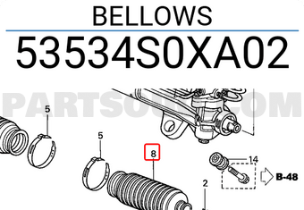 Honda 53534S0XA02 BELLOWS