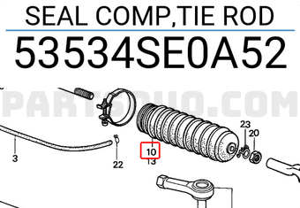 Honda 53534SE0A52 SEAL COMP,TIE ROD