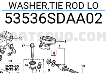 Honda 53536SDAA02 WASHER,TIE ROD LO