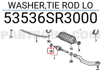 Honda 53536SR3000 WASHER,TIE ROD LO