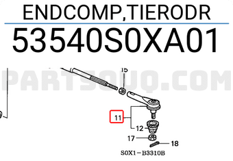 Honda 53540S0XA01 ENDCOMP,TIERODR