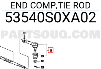 Honda 53540S0XA02 END COMP,TIE ROD