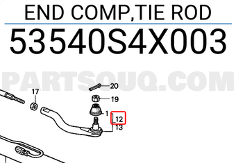 Honda 53540S4X003 END COMP,TIE ROD