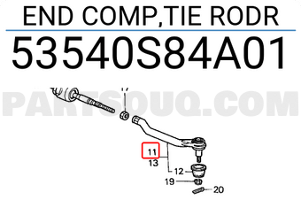 Honda 53540S84A01 END COMP,TIE RODR