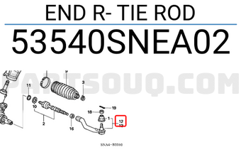 Honda 53540SNEA02 END R- TIE ROD