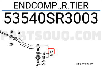 Honda 53540SR3003 ENDCOMP.,R.TIER