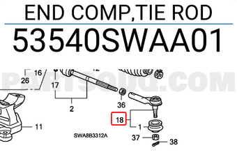 Honda 53540SWAA01 END COMP,TIE ROD