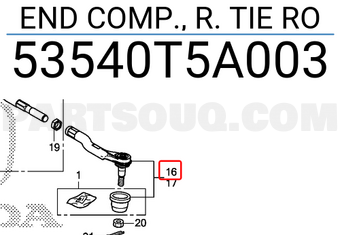 Honda 53540T5A003 END COMP., R. TIE RO