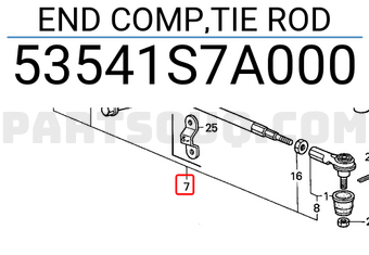 Honda 53541S7A000 END COMP,TIE ROD