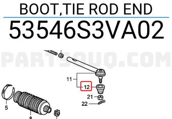 Honda 53546S3VA02 BOOT,TIE ROD END