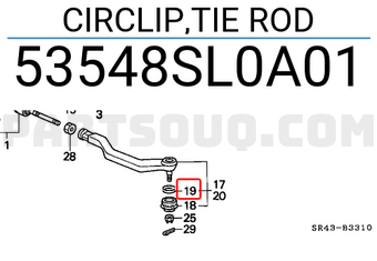 Honda 53548SL0A01 CIRCLIP,TIE ROD