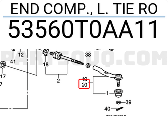 Honda 53560T0AA11 END COMP., L. TIE RO
