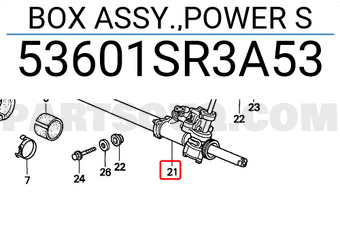 Honda 53601SR3A53 BOX ASSY.,POWER S