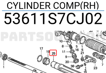 Honda 53611S7CJ02 CYLINDER COMP(RH)