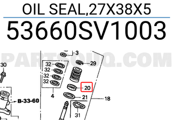 Honda 53660SV1003 OIL SEAL,27X38X5
