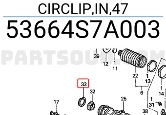 Honda 53664S7A003 CIRCLIP,IN,47