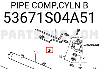 Honda 53671S04A51 PIPE COMP,CYLN B