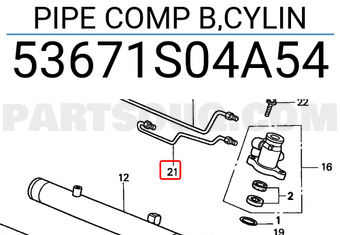 Honda 53671S04A54 PIPE COMP B,CYLIN