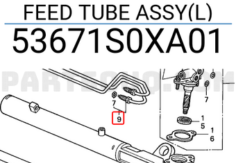 Honda 53671S0XA01 FEED TUBE ASSY(L)