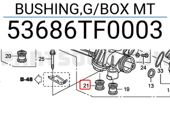 Honda 53686TF0003 BUSHING,G/BOX MT