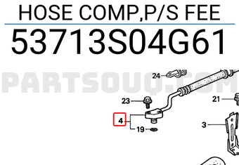 Honda 53713S04G61 HOSE COMP,P/S FEE