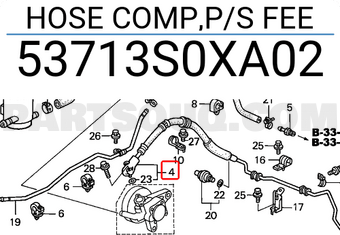 Honda 53713S0XA02 HOSE COMP,P/S FEE