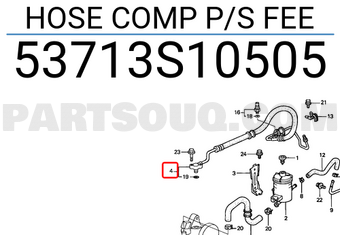 Honda 53713S10505 HOSE COMP P/S FEE