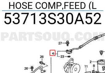 Honda 53713S30A52 HOSE COMP,FEED (L