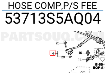 Honda 53713S5AQ04 HOSE COMP,P/S FEE