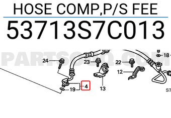 Honda 53713S7C013 HOSE COMP,P/S FEE