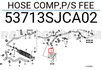 Honda 53713SJCA02 HOSE COMP,P/S FEE