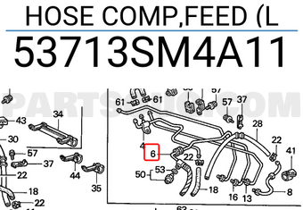 Honda 53713SM4A11 HOSE COMP,FEED (L